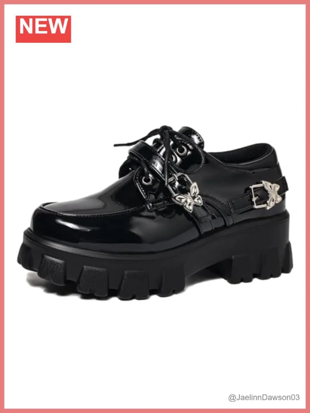 Chunky Platform Loafers Goth Oxfords Shoes for Women Faux Leather Block Heel